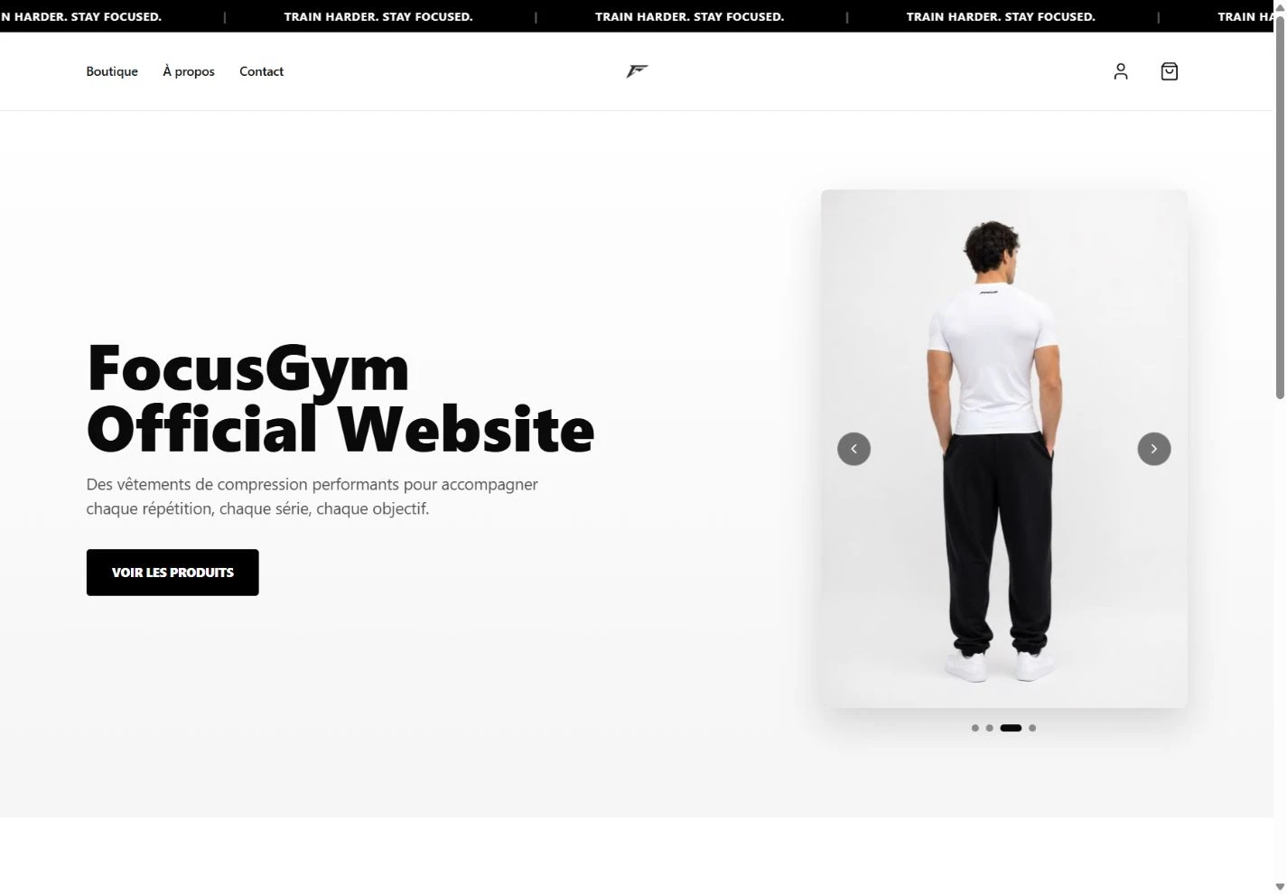 Homepage screenshot of FocusGym