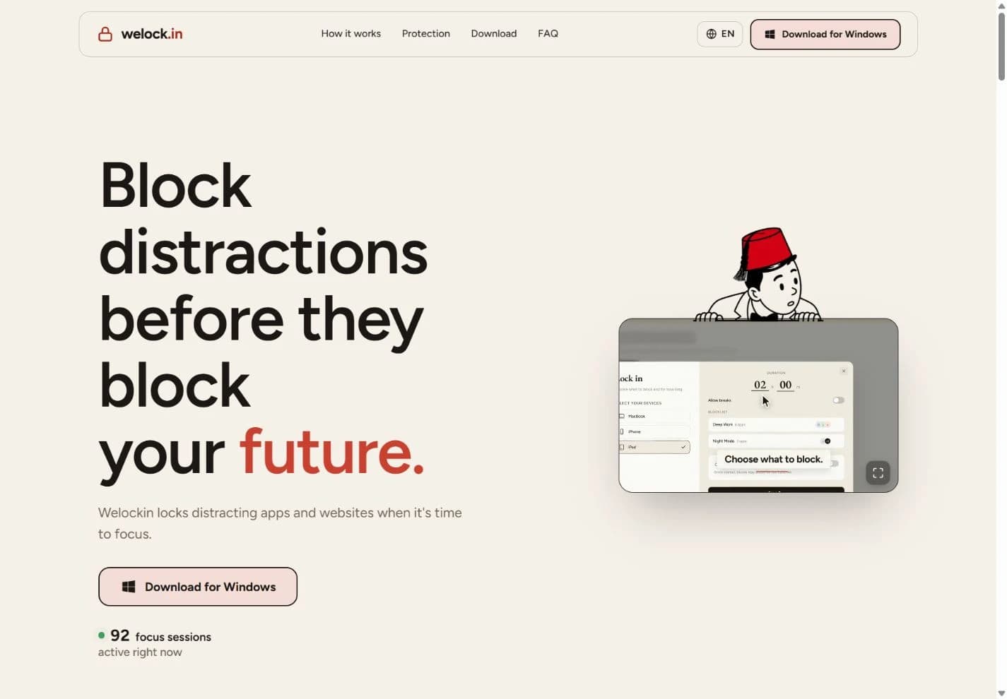 Homepage screenshot of WeLockIn